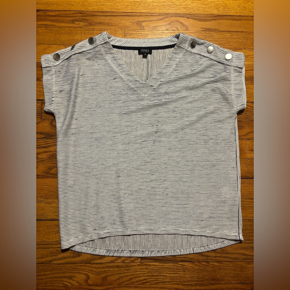 Jones New York Striped Short Sleeve Top